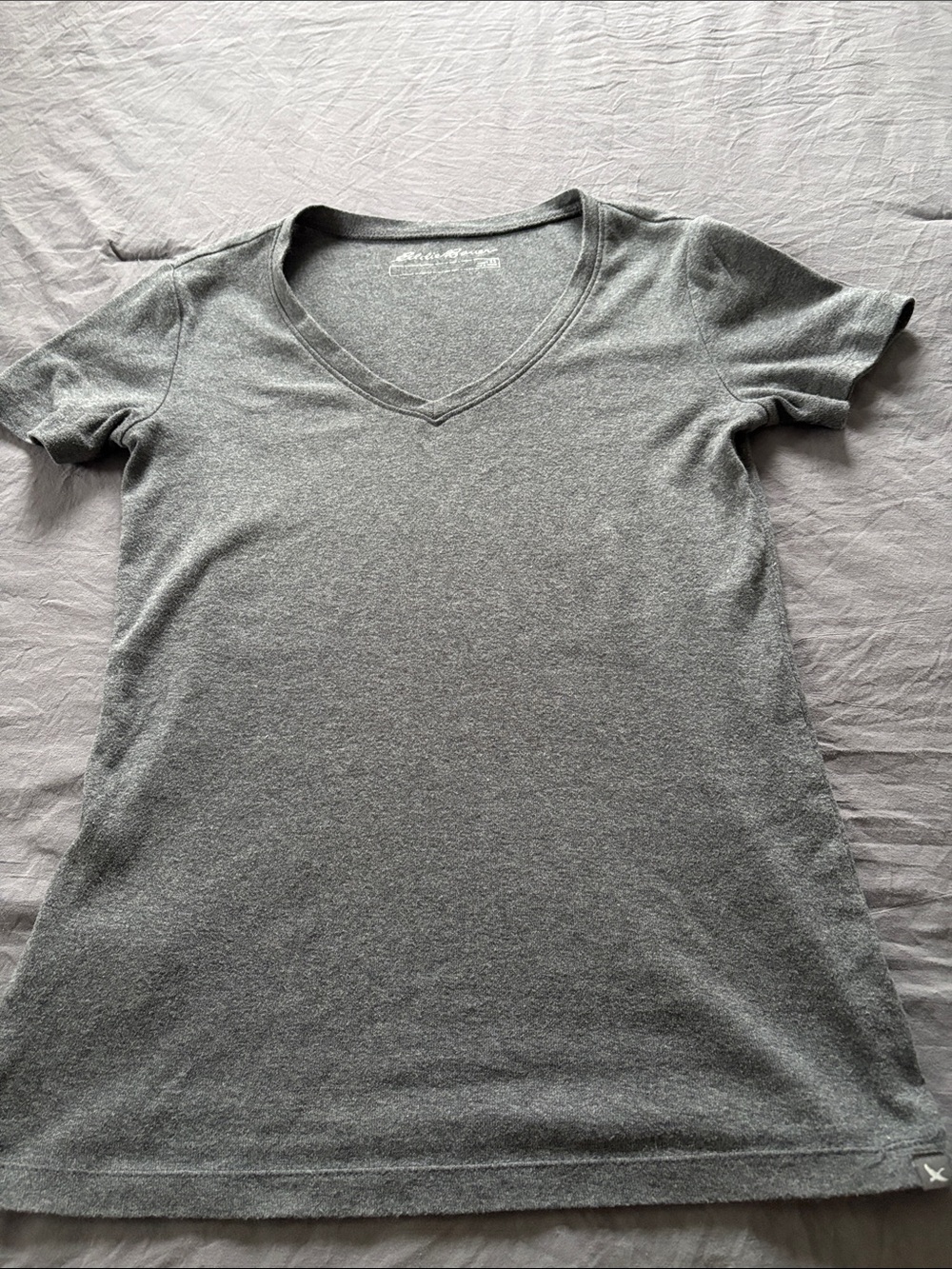 Eddie Bauer Women's Heather Gray V-Neck Short Sleeve Tee